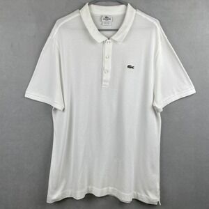 Vintage Lacoste Men Slim Fit Pique Polo Shirt White 8 XXXL Old Money Preppy Golf
